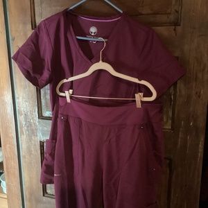 Healing hands scrubs, large maroon